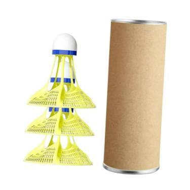 Imagem de Deevoka Petecas de badminton resistentes ao vento com cabeça de espuma profissional portátil para acessório de ginásio 6,5 x 6,5 cm, 3pcs Amarelos