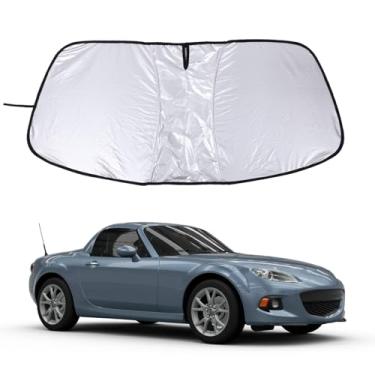 Imagem de Para-brisas para Mazda MX-5 Miata 2009-2015 Protetor solar para janela frontal viseira de sol refletiva dobrável protetor solar bloqueador UV protetor de privacidade HeatShield mantém o refrigerador