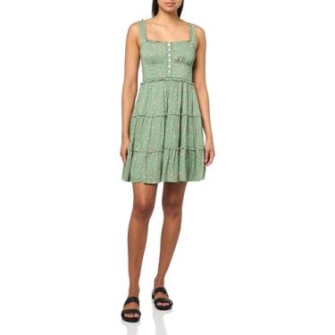 Imagem de Lucky Brand Minivestido feminino com babados em camadas, Floral verde, P