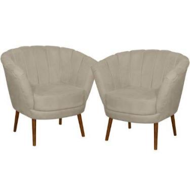 Imagem de Kit 02 Poltrona Pétala Flor Decorativa Suede Bege - Sonho das Poltrona