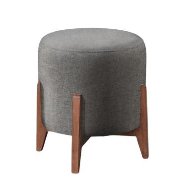 Imagem de Puff Estofado Decorativo Para Sala Redondo Marrocos Linho cinza