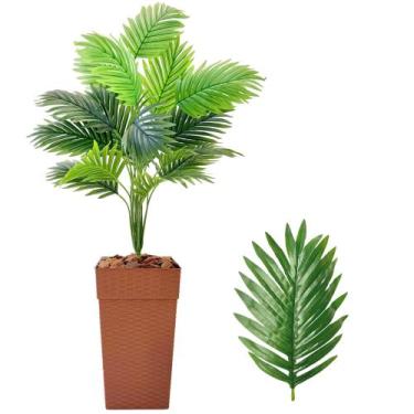 Imagem de Planta Palmeira Artificial com Vaso Cores Casca Pinus Casa - Flor Imp