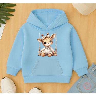 Imagem de Moletom Canguru Infantil Estampa Girafa no Balanço Lindo Agasalho Blus