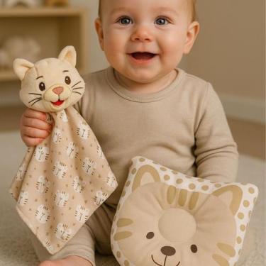 Imagem de Kit de Naninha Paninho com Bichinho Pelúcia + Travesseiro Anatômico Be