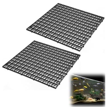 Imagem de 2 bandejas divisórias pretas para aquário, 29 x 29 cm, divisória de plástico para aquário de peixes, grade isolada, bandeja inferior de filtro de aquário, caixa de ovos para filtragem faça você mesmo