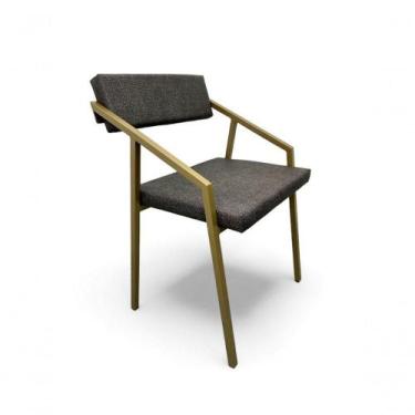 Imagem de Cadeira Zênite Metalon Dourado Cinza - Casa Decor Lis