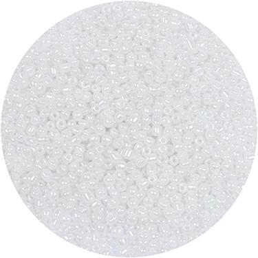 Imagem de 1300 peças de contas de vidro a granel, contas de vidro CCOZN, 4 mm, 6/0 contas de vidro a granel opacas de pônei para pulseira, mini espaçador, contas soltas pequenas para fazer joias, contas de vidro para artesanato DIY (branco creme)