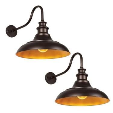 Imagem de Rosient Luminária Externa Estilo Celeiro, Pescoço De Ganso, 16" (Vintage), Para Garagem, 2 Peças, Antiferrugem, À Prova D'Água, Pátio, Porta Entrada, Entrada