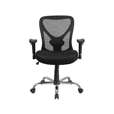 Imagem de Flash Furniture Cadeira de escritório grande e alto | Cadeira de escritório giratória de malha com altura ajustável com rodas