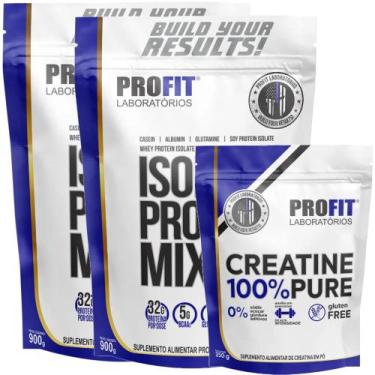 Imagem de Kit 2x Whey Isolate Protein Mix 900g + 1x Creatina Pura 250g - Profit,