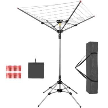 Imagem de STORAGEIDEAS Estante de secagem dobrável para ambientes internos e externos, varal de guarda-chuva retrátil, 4 braços, 8 linhas, 2,5 m, espaços para pendurar, rack de secagem de roupa dobrável para
