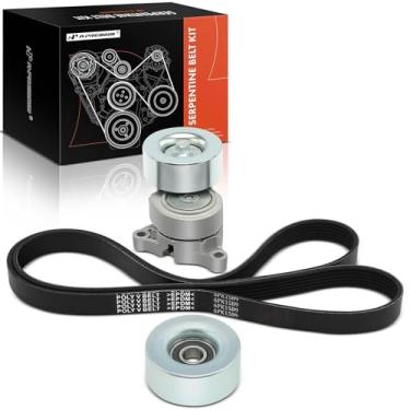 Imagem de A-Premium Kit De Transmissão Por Correia Serpentina Com Tensor E Polia Intermediária Para Motor A-Premium, Compatível Subaru Outback 2005-2009, Legacy 2008-2009, Dohc H6 3.0L, Gasolina, Aspirado Nat