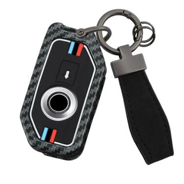 Imagem de HIBEYO Capa de chaveiro de carro adequada para BMW Motors R1250GS R1200GSLC R1200RSLC R1600GSLC F850GS K1600GT K1600GTL K1600 Grand Metal & Silicone Key Shell Case Key Fob Protector-C Keychain (linhas