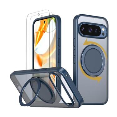 Imagem de HCXLYP Capa com suporte magnético para Google Pixel 10 Pro XL [com 2 películas de vidro temperado] [compatível com Magsafe] [Suporte magnético rotativo de 360°] Capa de proteção contra quedas de nível