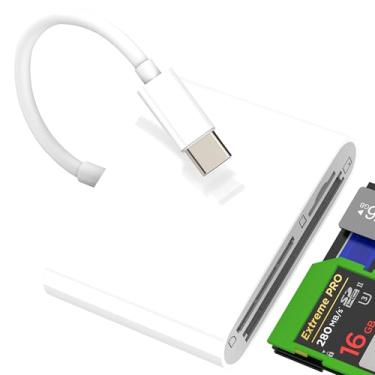 Imagem de Leitor de cartão USB C para SD Micro SD CF (3 em 1) para Apple iPhone 16 Pro Max MacBook câmera digital TF adaptador de memória para iPad Flash Drive Stick Photo Data Transfer Slot Dongle compatível