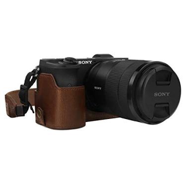 Imagem de Megagear MG1808 Ever Ready Meia capa de couro para câmera compatível com Sony Alpha A6600 - marrom escuro