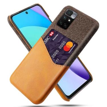 Imagem de Capa para Xiaomi Redmi 10,Tela e tampa de couro PU,Antideslizante,360°cobertura completa à prova de choque com 1 slot de cartão atrás,Prevenção de queda-Brown