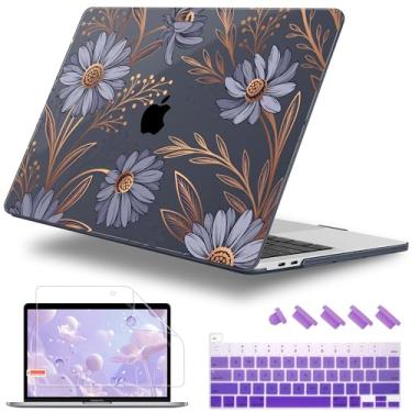 Imagem de Lepeoac Capa para MacBook Pro de 16 polegadas A2141, capa rígida de plástico cristal com capa de teclado e protetor de tela e plugue antipoeira para MacBook Pro de 16 polegadas com Touch Bar e Touch ID - Plantas florescendo