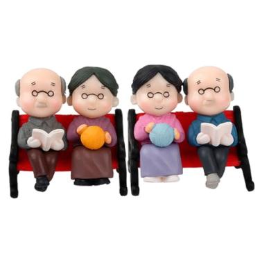 Imagem de Zerodeko 2 Conjuntos De Mini Banco De Parque Vovô Avó Pvc Modelo Paisagem Ornamento Para Carro Bonsai Bolo