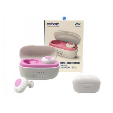 Imagem de Fone De Ouvido Intra Auricular Bluetooth Com Case De Carregamento TWS BTWS-S30 - Cor - Branco Com Rosa
