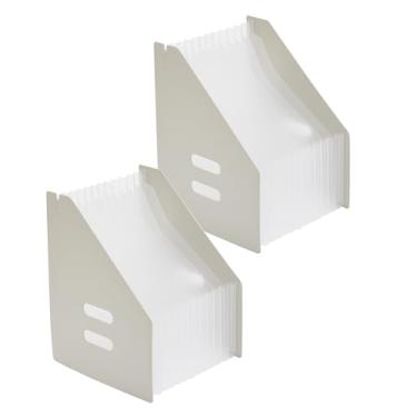 Imagem de Fei Bi Gerenciador de pastas de acordeão vertical de 2 peças, 13 páginas de expansão de grade, bolsa de armazenamento aberta verticalmente para organizar materiais, papel timbrado para escola, casa e