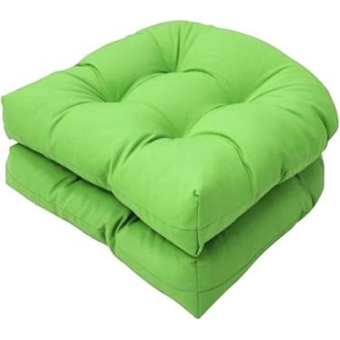 Imagem de Almofada Em Forma De U Almofada De Assento De Sofá Para Uso Interno E Externo Almofada De Cadeira De Vime De Vime Para Móveis De Pátio, Green, 2 pack (48 * 48cm)