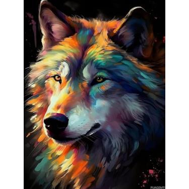 Imagem de Kit de pintura de diamante DIY cabeça de lobo kit de arte de pintura de diamante para adultos, arte de diamante completo 5D artesanato bordado com strass, adequado para decoração de casa e quarto