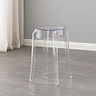 Imagem de Cadeiras De Acrílico Transparente, Bancos Altos De Cristal, Bancos Redondos Elegantes, Bancos De Bar Minimalistas Modernos, Bancos Cosméticos, Cadeiras De Mesa De Ja, Transparent, 28.5 * 75cm