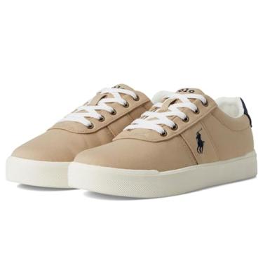 Imagem de POLO RALPH LAUREN Tênis infantil unissex Frazier casual (criança grande), Cáqui/Azul-marinho, 18