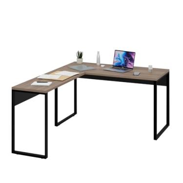 Imagem de Mesa Escrivaninha De Canto Em L Industrial 135x150 Home Office Escritório Netmobil (Nogal/Preto)