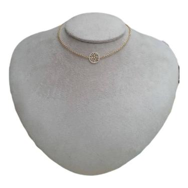 Imagem de Colar Chocker Dourado Árvore Da Vida Pedra Zirconia Folheado