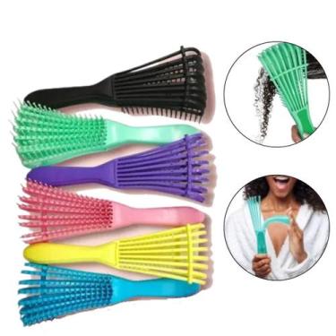 Imagem de Kit 6 Escovas Polvo Cabelo Crespo e Cacheado Cores Sortidas - RTS MART
