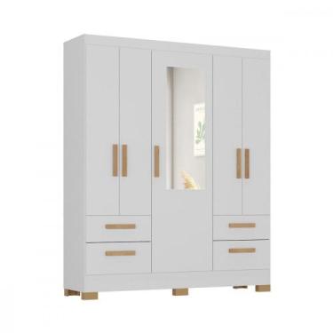 Imagem de Guarda Roupa de Casal Vitoria 5 Portas 4 Gavetas Branco Atualle, Branc