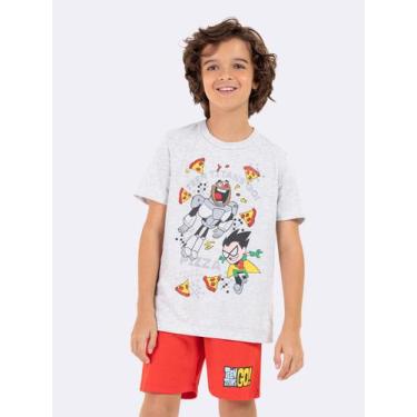 Imagem de Pijama Manga Curta Infantil Masculino Ciborgue e Robin Jovens Titãs - 