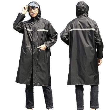 Imagem de Long Hooded Raincoat Água Prova Lightweight Reflective Stripes Rain Jacket Com Bolso para Homens Mulheres Adultos (Xl)