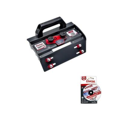Imagem de Kit base de corte 45 graus Cortag com disco diamantado 110mm vidro ou 