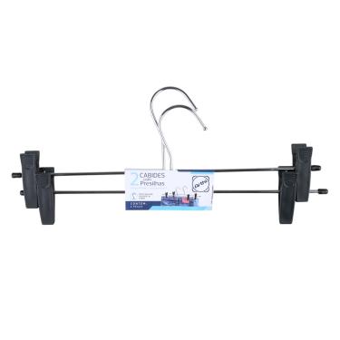 Imagem de Conjunto De 2 Cabides Arthi Aço Cromado Com Presilhas Prata