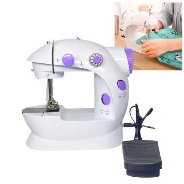 Imagem de Mini Maquina de Costura Domestica Iluminaçao LED Pedal Portatil Blusa 