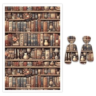 Imagem de Briartw 10 folhas de papel de transferência de argila de polímero - padrão vintage de estante de livros - por folha 14,8 x 10 cm - Folhas de transferência solúveis em água adesivos descartáveis para