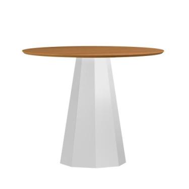 Imagem de Mesa de Jantar Redonda para 4 Lugares Tampo em Mdf 1,00m Isis Off Whit