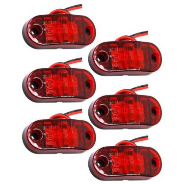 Imagem de 6 Lanterna Delimitadora Vermelha Led 12v 24v Caminhão Baú - STORE AUTO