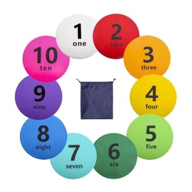 Imagem de Colaxi 10 peças marcadores numerados, pontos de chão, marcadores antiderrapantes para futebol, cones planos para treinamento de futebol, jogos esportivos e