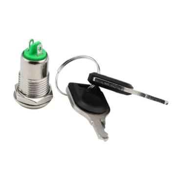 Imagem de Esquirla Interruptor de chave eletrônica liga/desliga trava de chave 12 mm prático 2 posições 2 chaves para motor de segurança kart projetos faça você mesmo