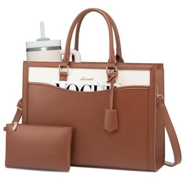 Imagem de Sacola para laptop LOVEVOOK Leather Office Work 15,6" marrom