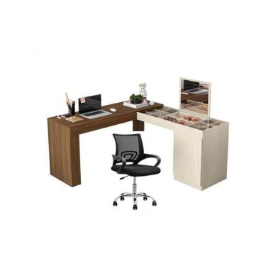 Imagem de Conjunto Escritório 1 Mesa Escrivainha Penteadeira 1 Cadeira de Escritório Diretor Tok Freijó