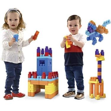 Imagem de Mais Blocos 110 Peças de Montar Grandes Infantil Didático Educativo Blocolândia (110 Peças)