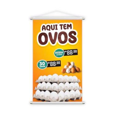 Imagem de Banner Aqui Tem Ovos Dúzia Preço 80x50cm