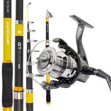 Imagem de Kit Pesca Barato 10kg Vara Telescópica Molinete 4000 Cinza - MAKIS FIS