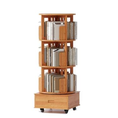 Imagem de Estante giratória de armazenamento de estante de livros para uso doméstico, estante móvel de 360 graus, estante de madeira maciça