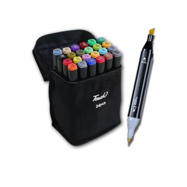 Imagem de Caneta Marcador Para Colorir Desenho Profissional 12, 24, 36, 48, 60, 80 Cores Conjunto De Canetinhas Pontas Duplas Codificados por Cores Vivas para Desenho (24 Cores)
